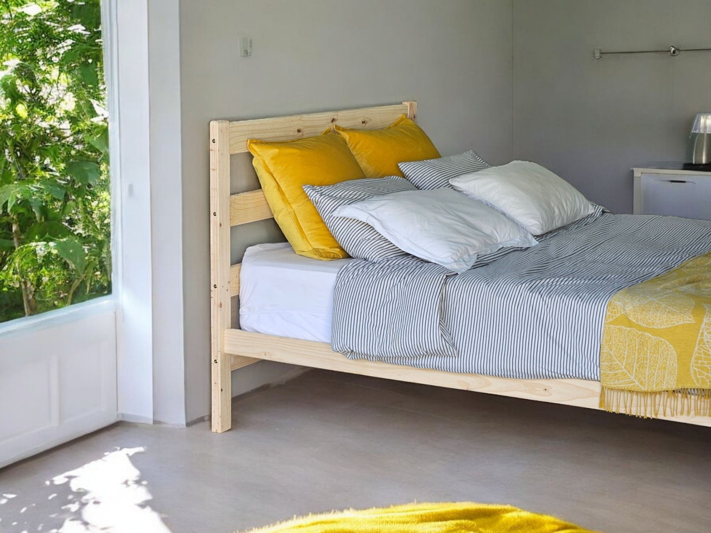 Knysna Pine Bed Base with Headboard