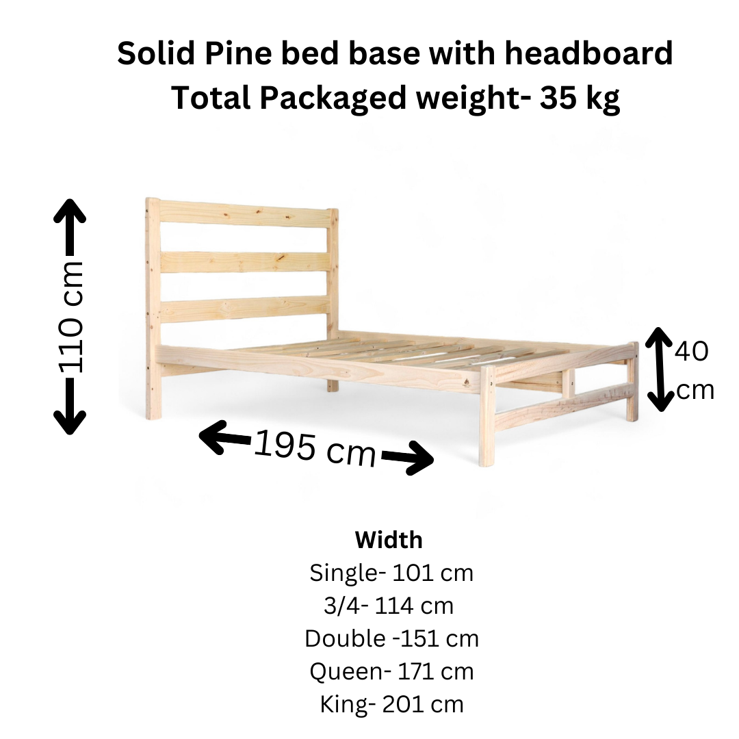 Knysna Pine Bed Base with Headboard