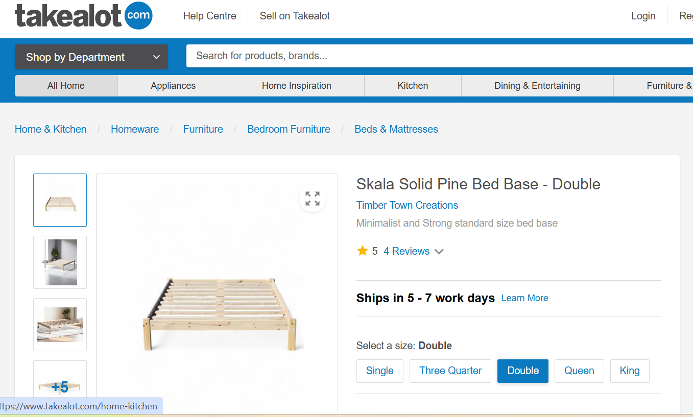 🛏️ Skala Solid Pine Bed Base