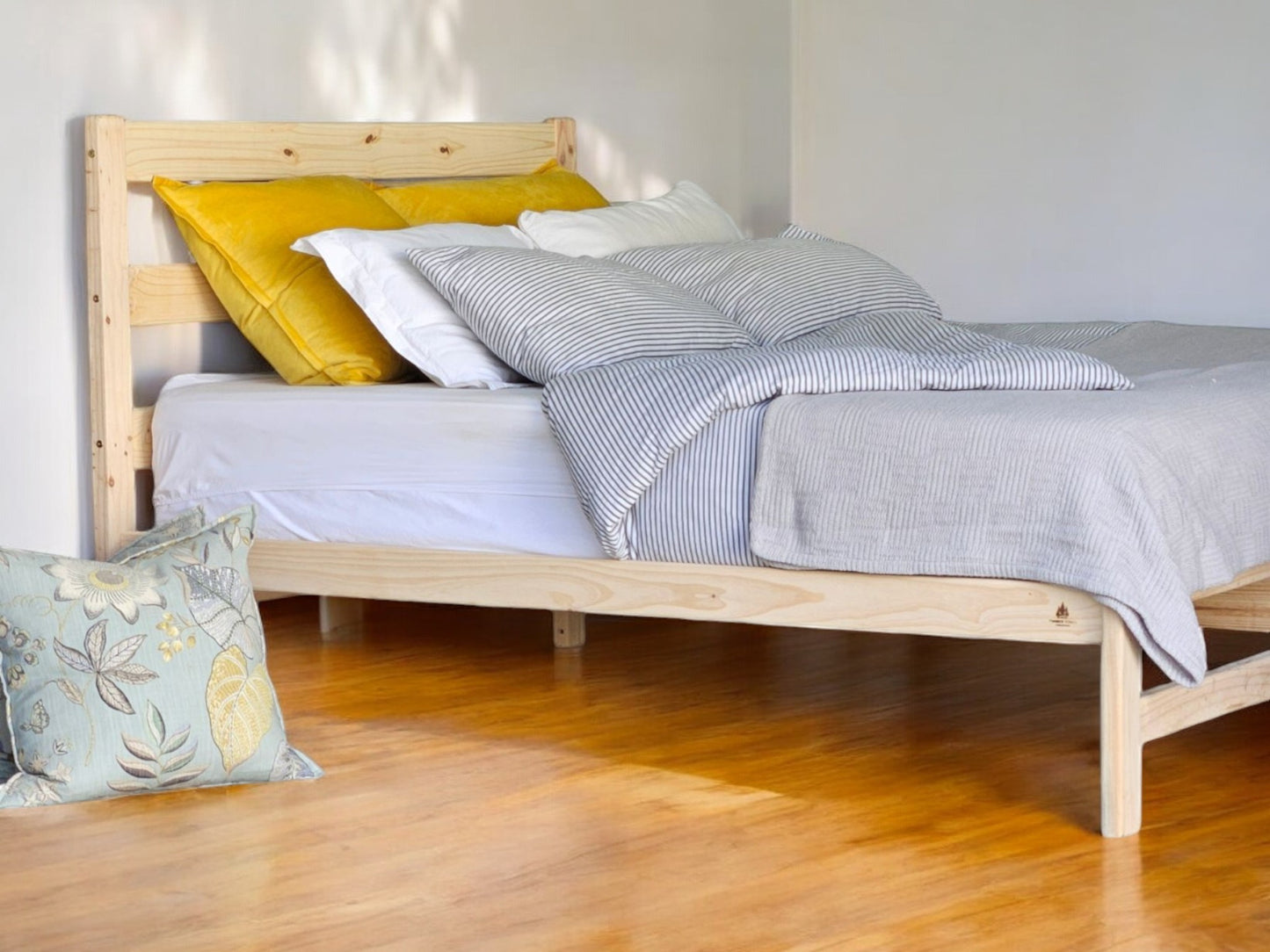 Knysna Pine Bed Base with Headboard