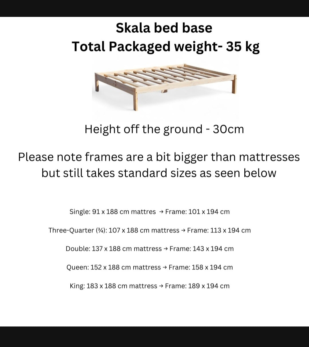 🛏️ Skala Solid Pine Bed Base