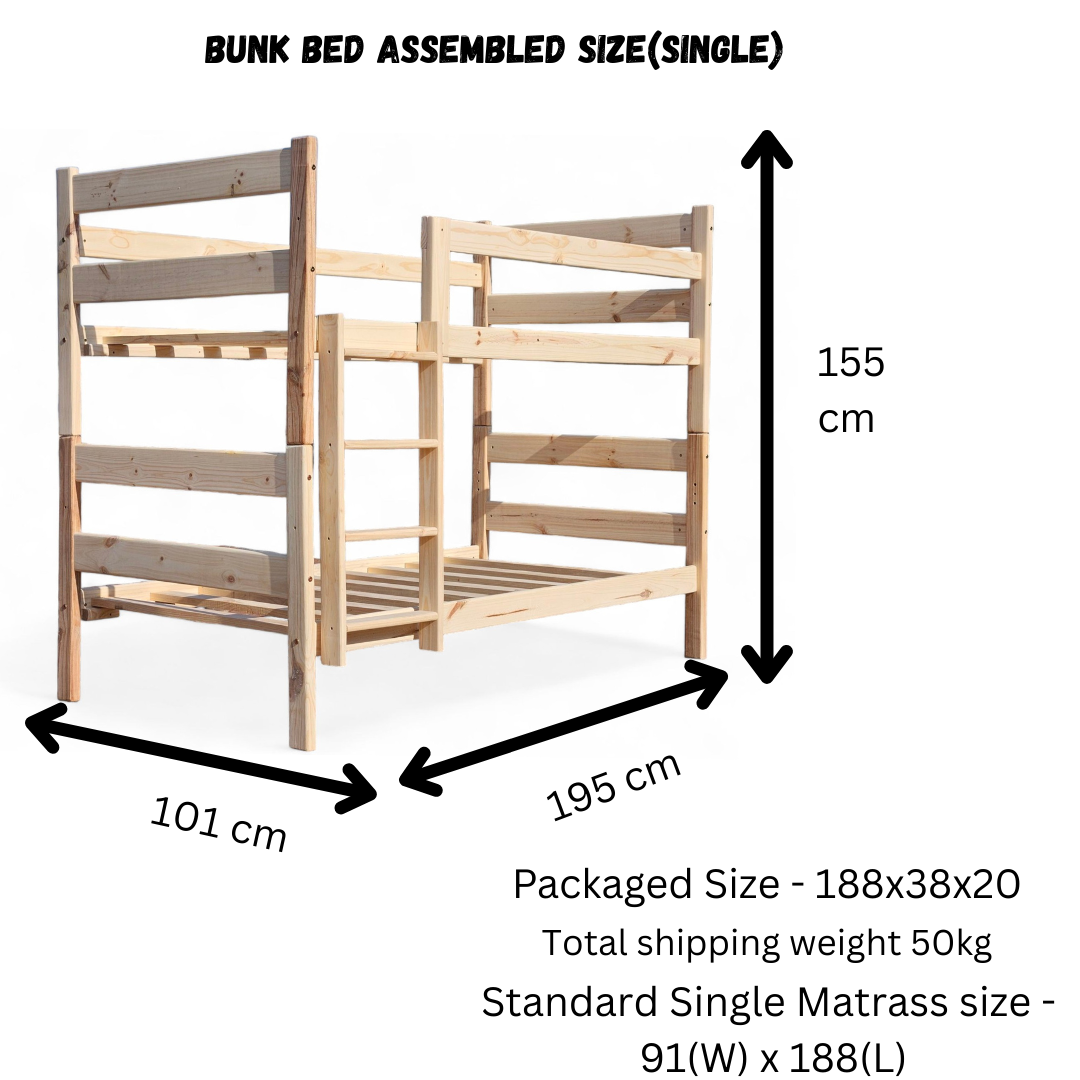 Knysna Pine Bunk Bed with Hook&Hold table