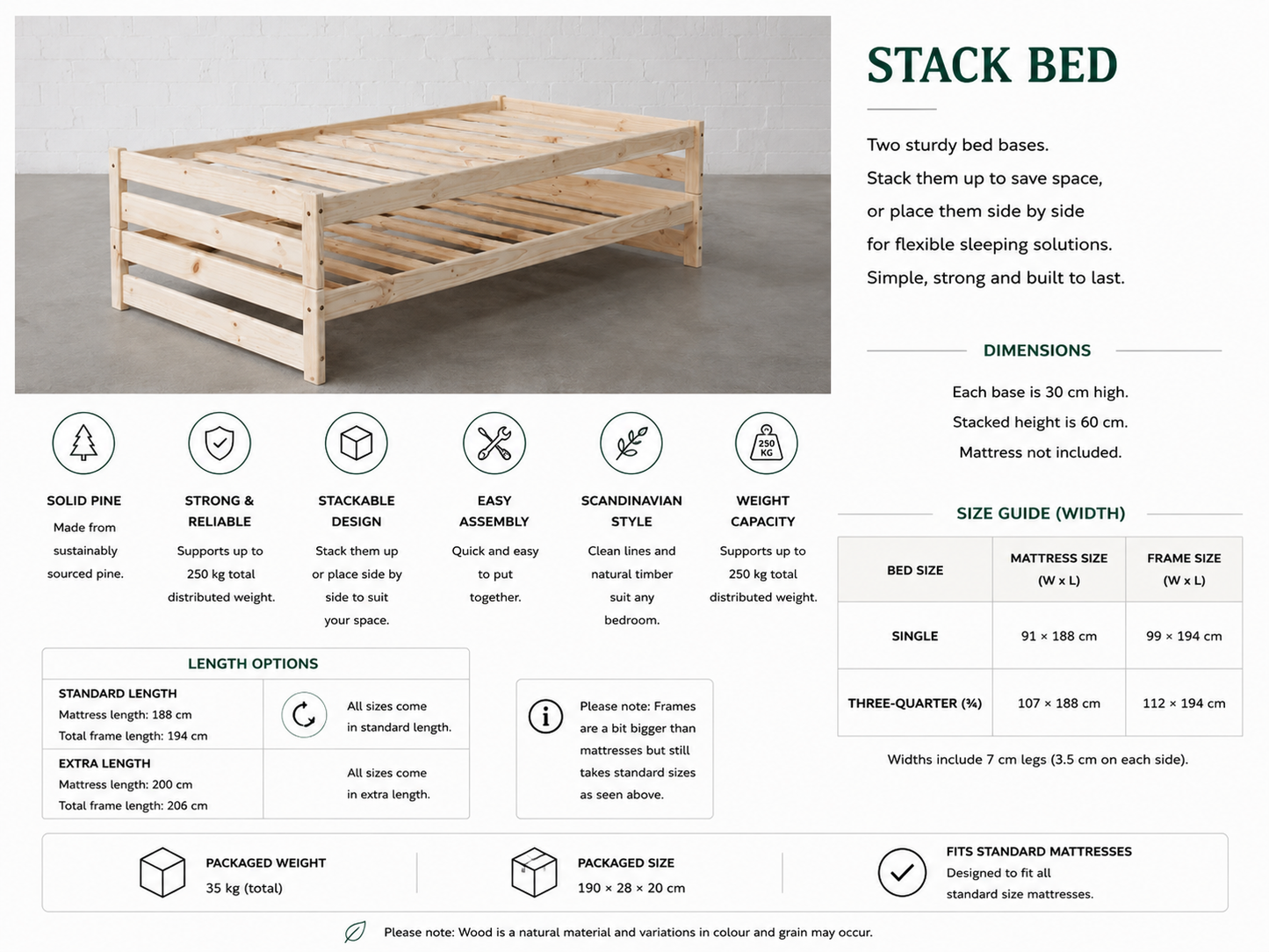 🛏️ Knysna Pine Stack Beds (Set of 2)