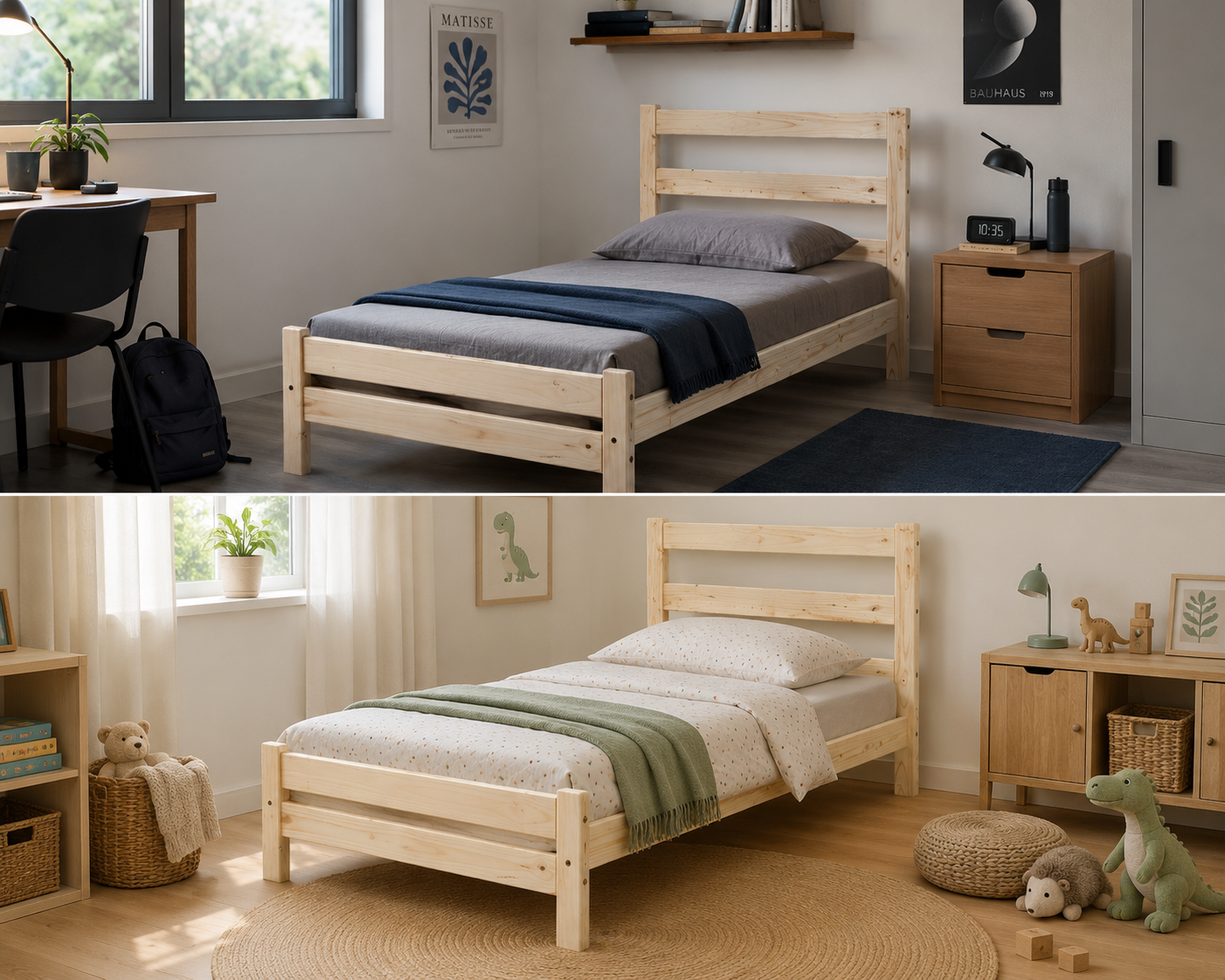 Knysna Pine Bed Base with Headboard