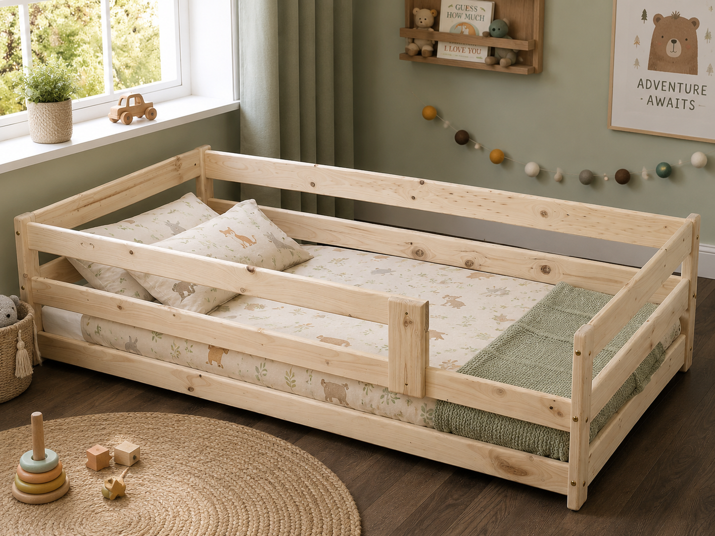 3 in 1 Solid Pine Toddler Bed 👶🛏️