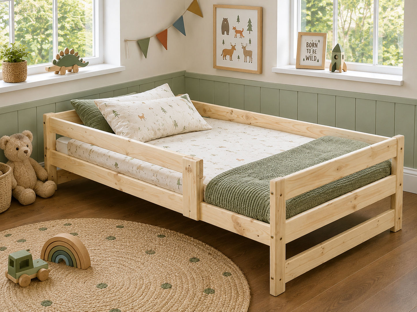 3 in 1 Solid Pine Toddler Bed 👶🛏️