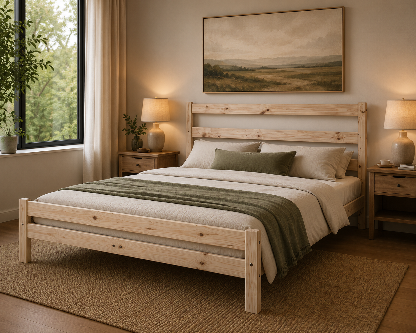Knysna Pine Bed Base with Headboard